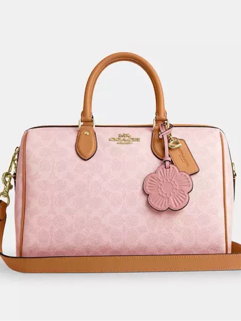 Coach Powder Pink Large Signature Satchel NWT!